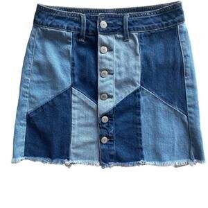 3/$21 American Eagle Hi-Rise Festival Mini Patchwork Jean Skirt - Size 0